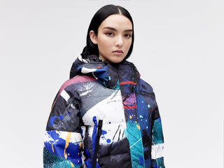 Cropped Down Jacket - Dark Splatter