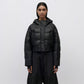 Cropped Leather Down Jacket - Black