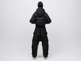 Cropped Leather Down Jacket - Black