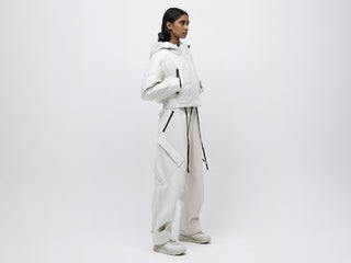 Cropped Leather Down Jacket - Vaporous Grey