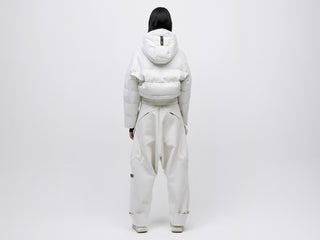 Cropped Leather Down Jacket - Vaporous Grey