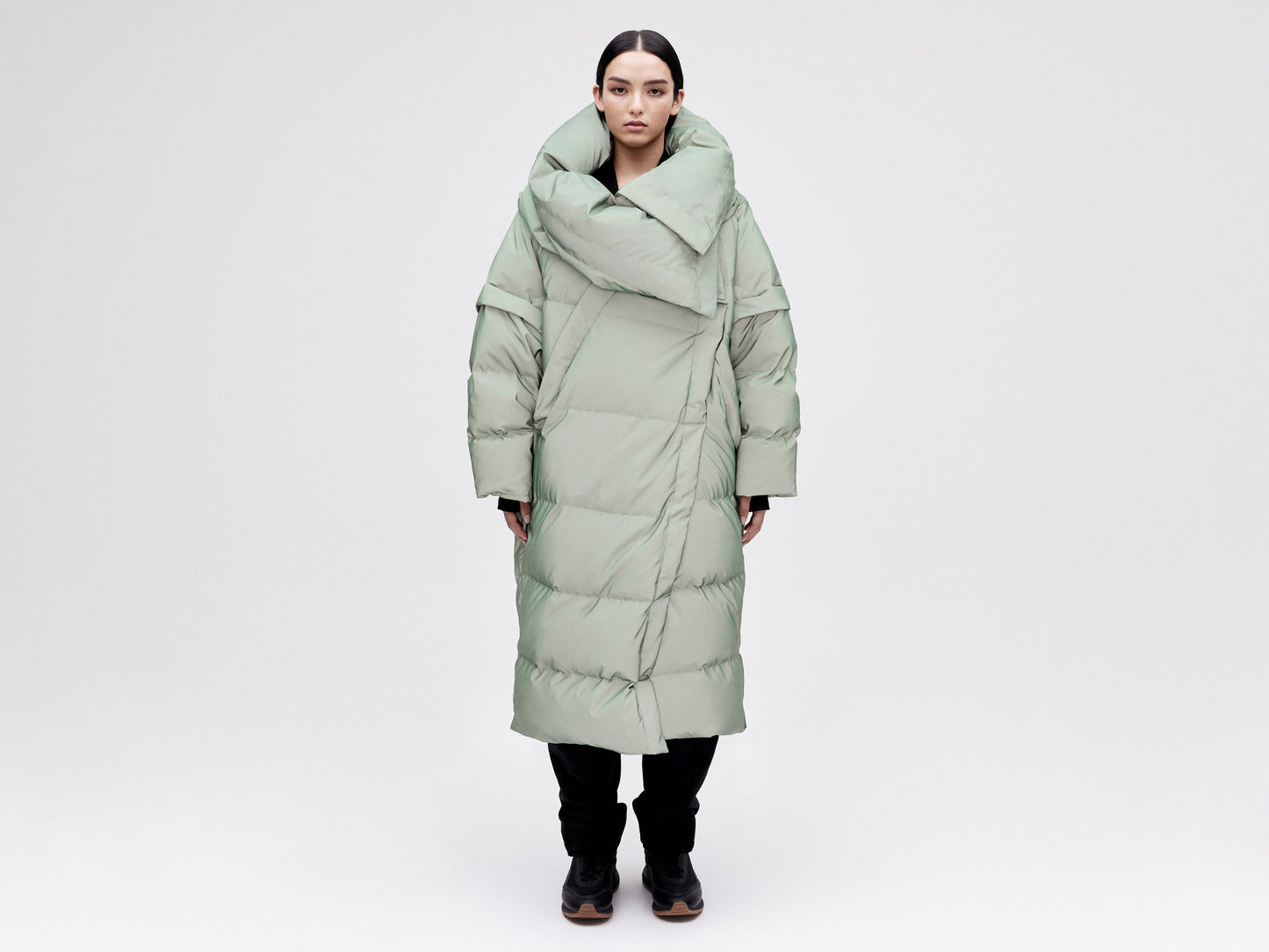 Wrap Down Coat - Reflective Jade