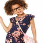 Macacão infantil com estampa floral e mangas esvoaçantes Epic Threads para meninas, azul, tamanho 4T