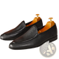 Textured Cowhide Leather Pointed Toe Loafers