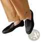 Textured Cowhide Leather Pointed Toe Loafers