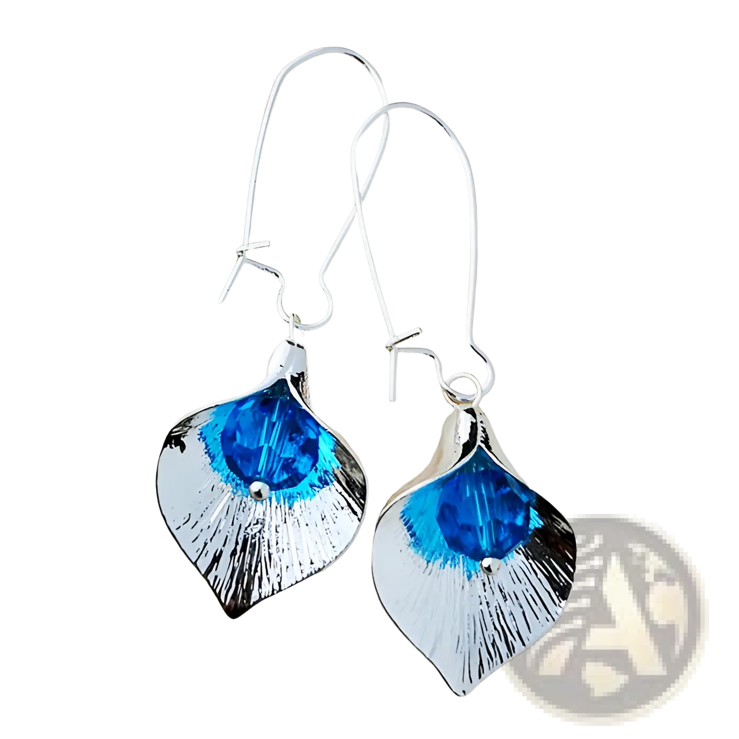 Textured Silver Orchid Crystal Drop Earrings
