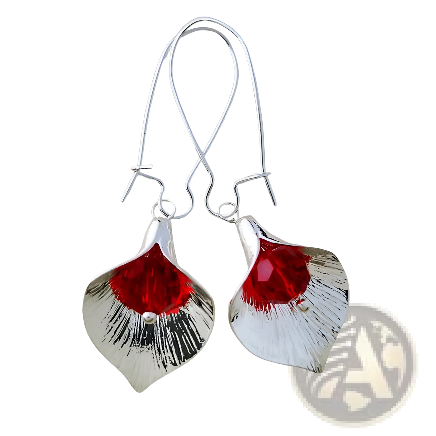 Textured Silver Orchid Crystal Drop Earrings