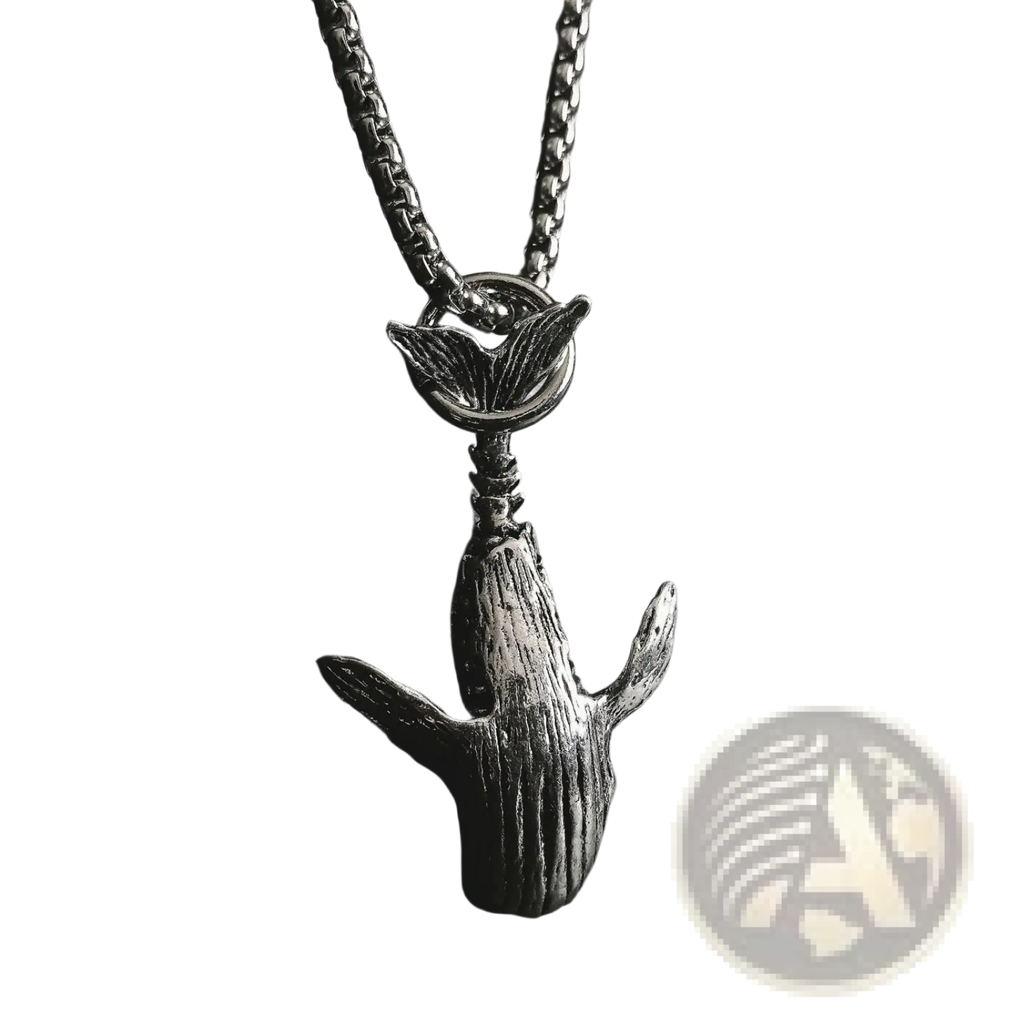Textured Silver Whale Pendant Hip Hop Titanium Steel Necklace