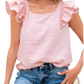 Textured Square Neck Butterfly Sleeve Blouse