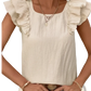 Textured Square Neck Butterfly Sleeve Blouse