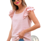 Textured Square Neck Butterfly Sleeve Blouse
