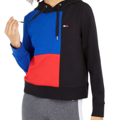 Tommy Hilfiger Sport Colorblocked Hoodie Feminino Azul Tamanho Médio
