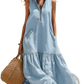 Tiered Sleeveless Maxi Dress with Zipper Neckline