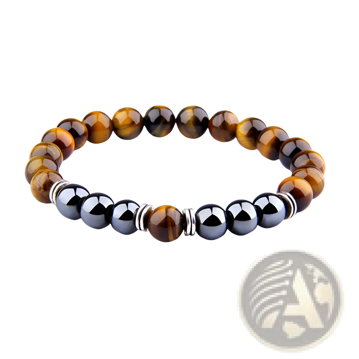 Tiger Eye and Magnetic Obsidian Beaded Elastic Bracelet