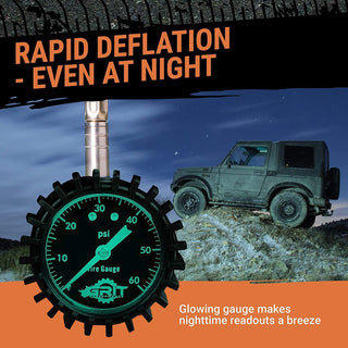 Manômetro de pressão de pneus (0-60 PSI) para serviços pesados, com estojo de espuma personalizado, tampas cromadas e ferramenta de reparo de núcleo de válvula, manômetro de pressão de ar rápido, desinfladores de pneus, acessórios off-road, pneus 4x4 
