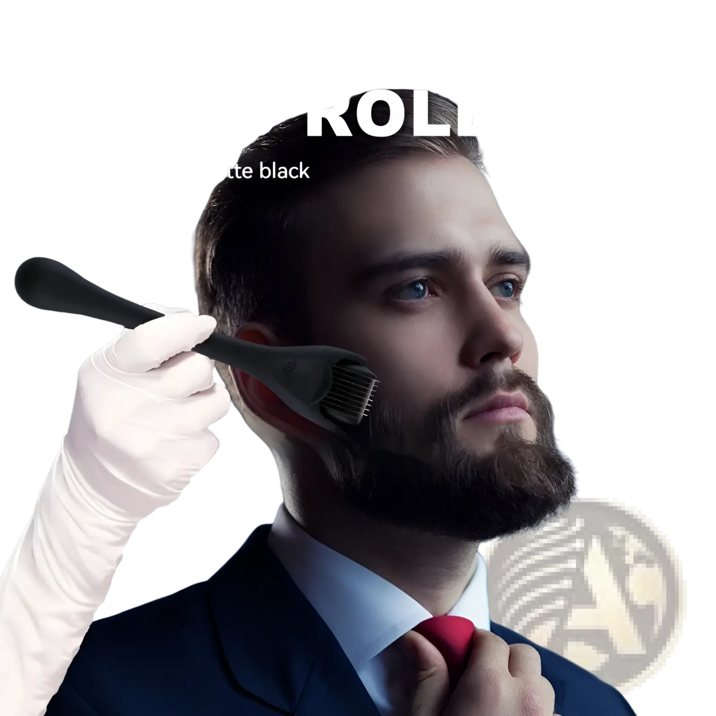 Titanium Beard Roller Matte Black 540 Microneedle