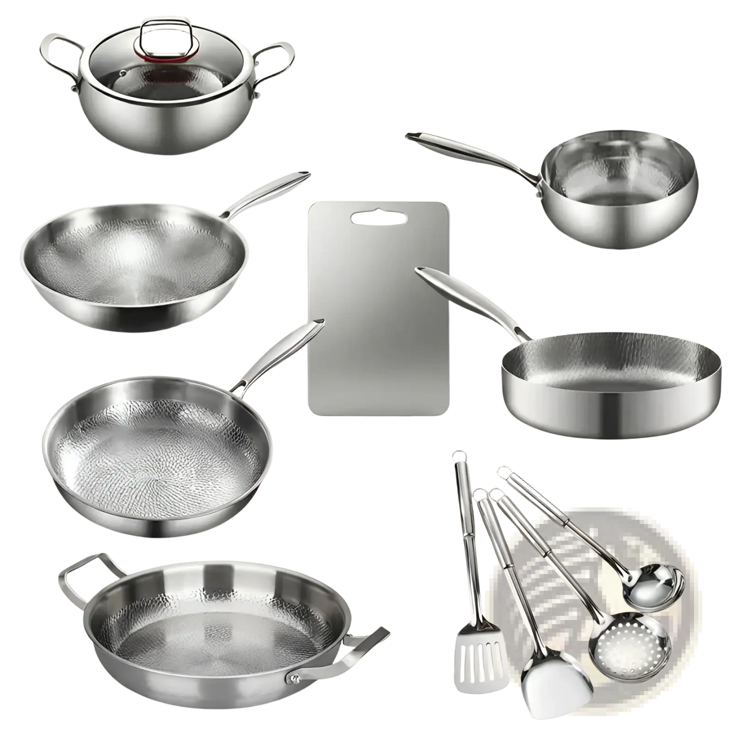 Titanium Hammered Non-stick Frying Pan with Lid