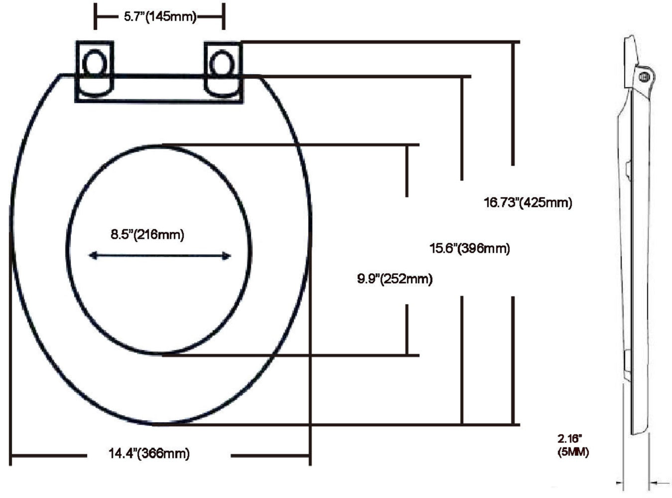 Assento sanitário redondo e macio J&amp;V Textiles com dobradiça fácil de limpar e trocar, acolchoado 