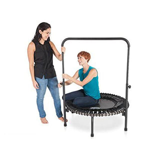 JumpSport 220 Fitness Rebounder Mini Trampolim e Acessório de Barra de Apoio, Preto