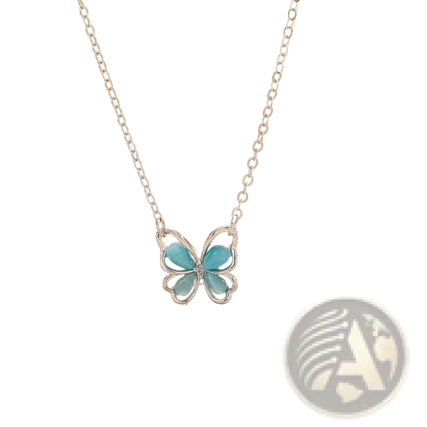 Translucent Butterfly Gemstone Pendant Necklace