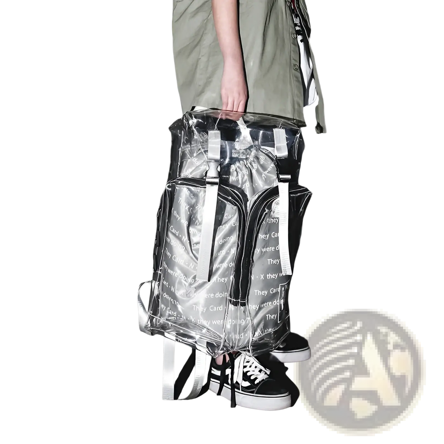 Transparent Vinyl Text Print Schoolbag Backpack