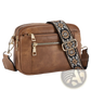 Triple Zipper Floral Strap Colorblock Crossbody Bag