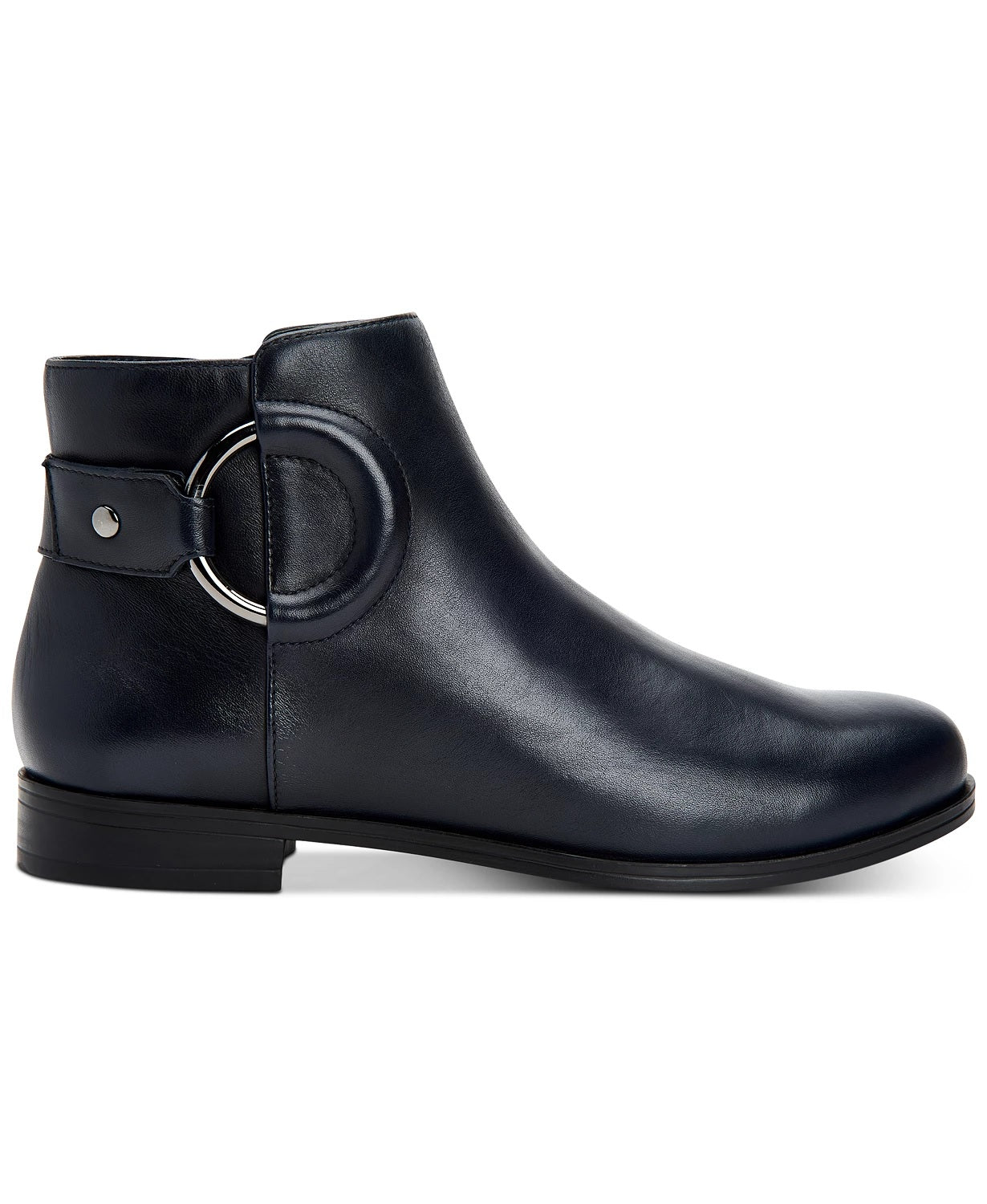 Botas femininas Alfani Avvia de couro com bico fechado e cano curto, pretas, tamanho 5 M