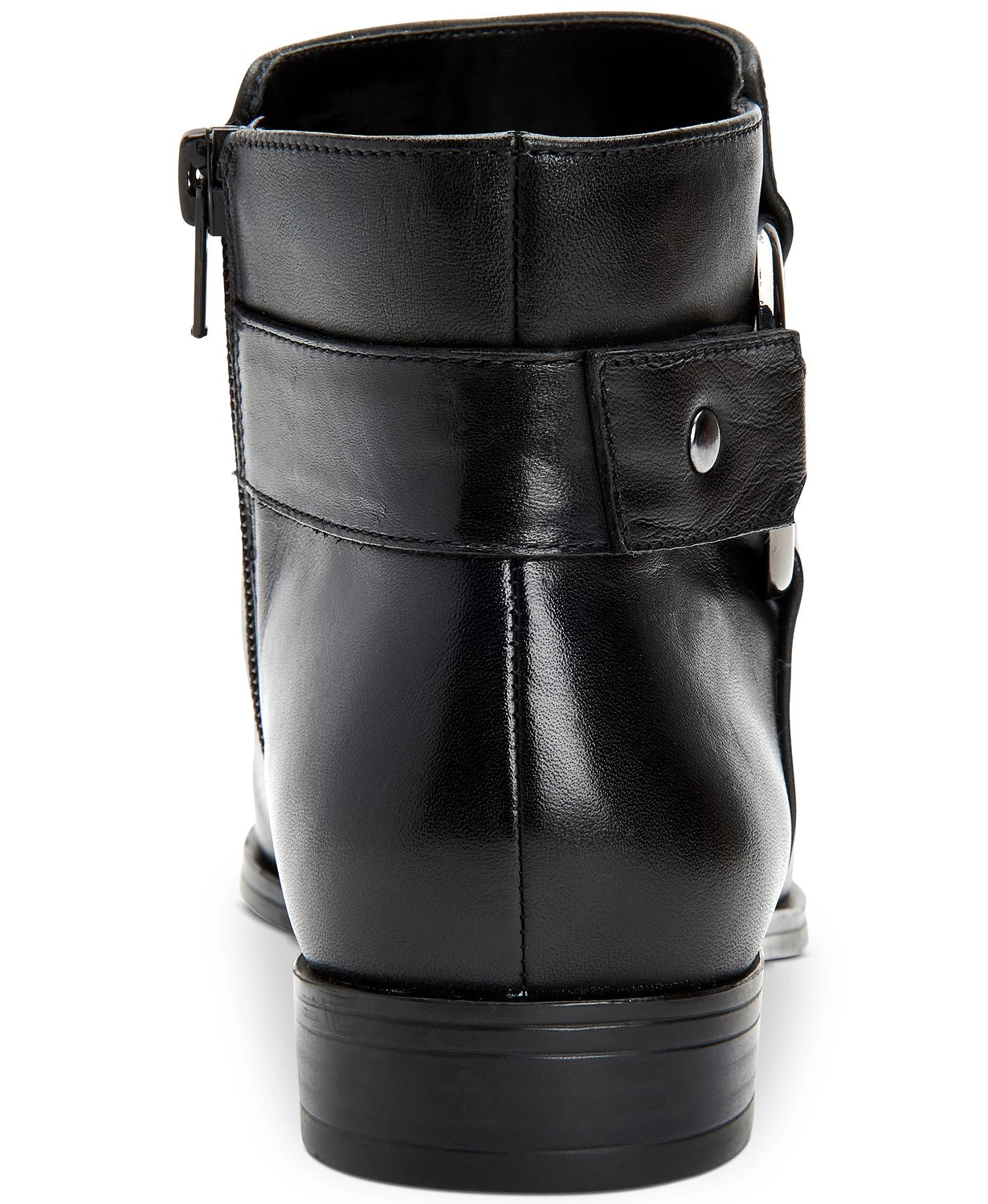 Botas femininas Alfani Avvia de couro com bico fechado e cano curto, pretas, tamanho 5 M