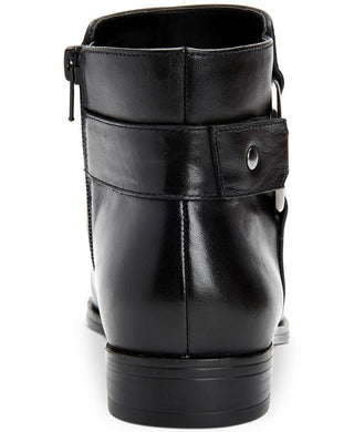 Botas femininas Alfani Avvia de couro com bico fechado e cano curto, pretas, tamanho 5 M