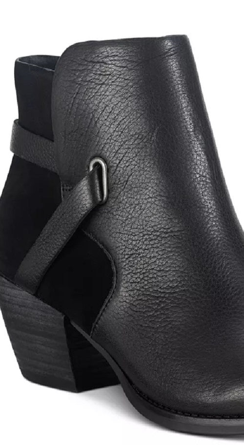 Botas de couro femininas American Rag Ashlyn Leather, pretas, tamanho 6 M