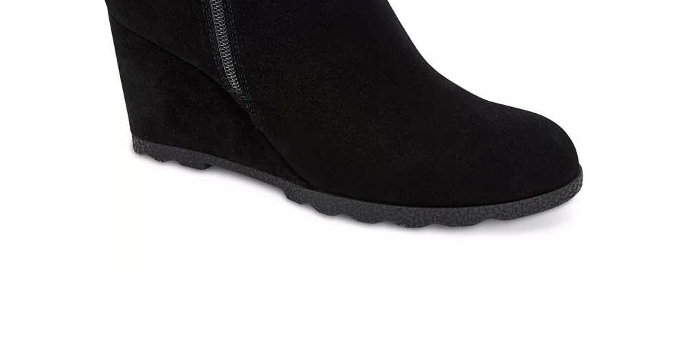 Botas femininas Alfani Step 'N Flex Oreena com punho de pele sintética e salto plataforma, pretas, tamanho 10 M