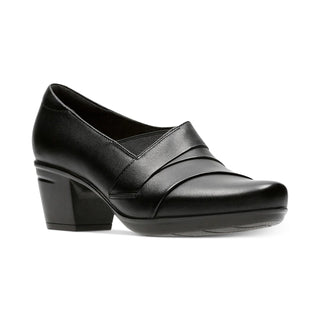 Clarks Collection Emslie Warbler Leather Shooties Sapatos Femininos Pretos Tamanho 6,5 M