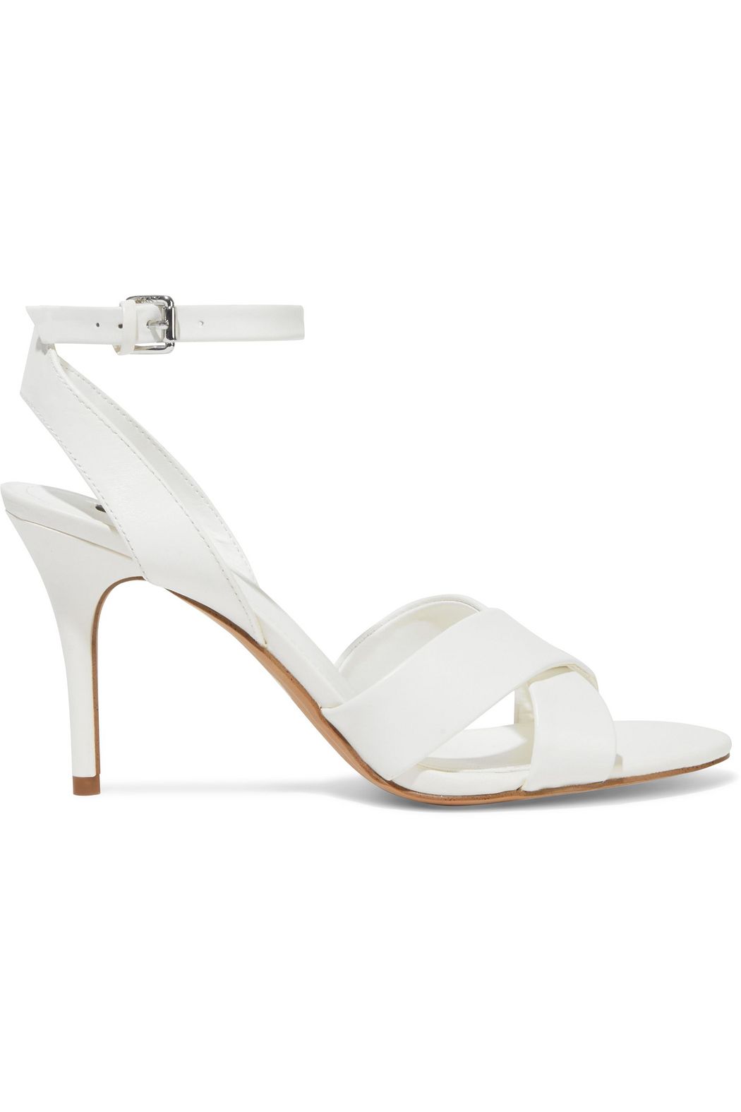 Sandálias femininas DKNY Ivy Peep Toe casuais com tira no tornozelo, tamanho 9, brancas