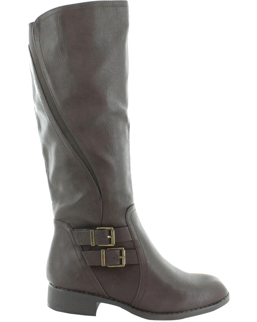 Botas femininas estilo Milah com bico fechado e cano alto, tamanho M