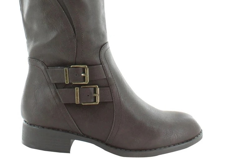 Botas femininas estilo Milah com bico fechado e cano alto, tamanho M