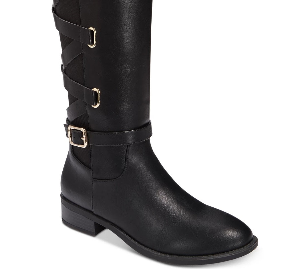 Botas de montaria femininas Thalia Sodi Veronika Tall, pretas, tamanho 6,5 M