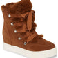 Bota feminina Steve Madden Wharton de pele sintética marrom, tamanho 8,5 M