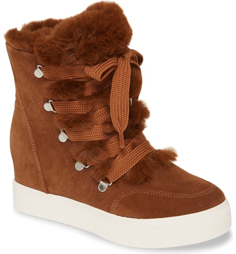 Bota feminina Steve Madden Wharton de pele sintética marrom, tamanho 8,5 M