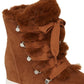 Bota feminina Steve Madden Wharton de pele sintética marrom, tamanho 8,5 M