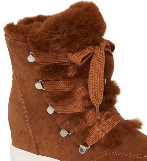 Bota feminina Steve Madden Wharton de pele sintética marrom, tamanho 8,5 M