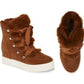 Bota feminina Steve Madden Wharton de pele sintética marrom, tamanho 8,5 M