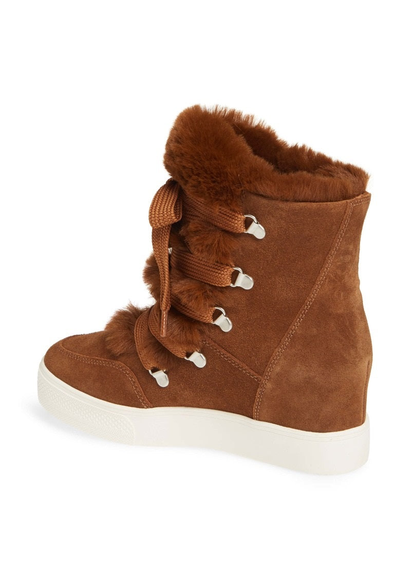 Bota feminina Steve Madden Wharton de pele sintética laranja, tamanho 6,5 M