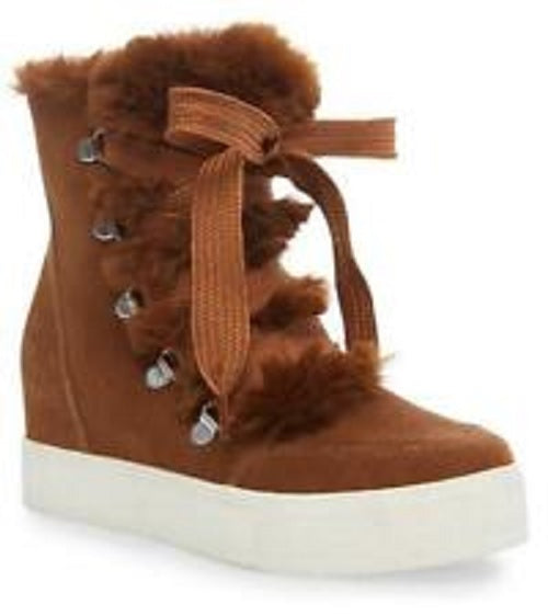Bota feminina Steve Madden Wharton de pele sintética laranja, tamanho 8 M