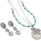 Turquoise Heart and Sunburst Silver Jewelry Set