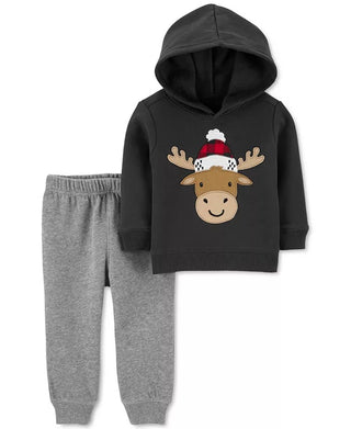 Conjunto de 2 peças de moletom com capuz e calça de moletom Carter's Baby Boys, cor carvão, tamanho 4T