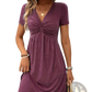 Twist Front v Neck Short Sleeve Midi Dress