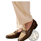 Two Tone British Style Suede Loafers with Block Heel