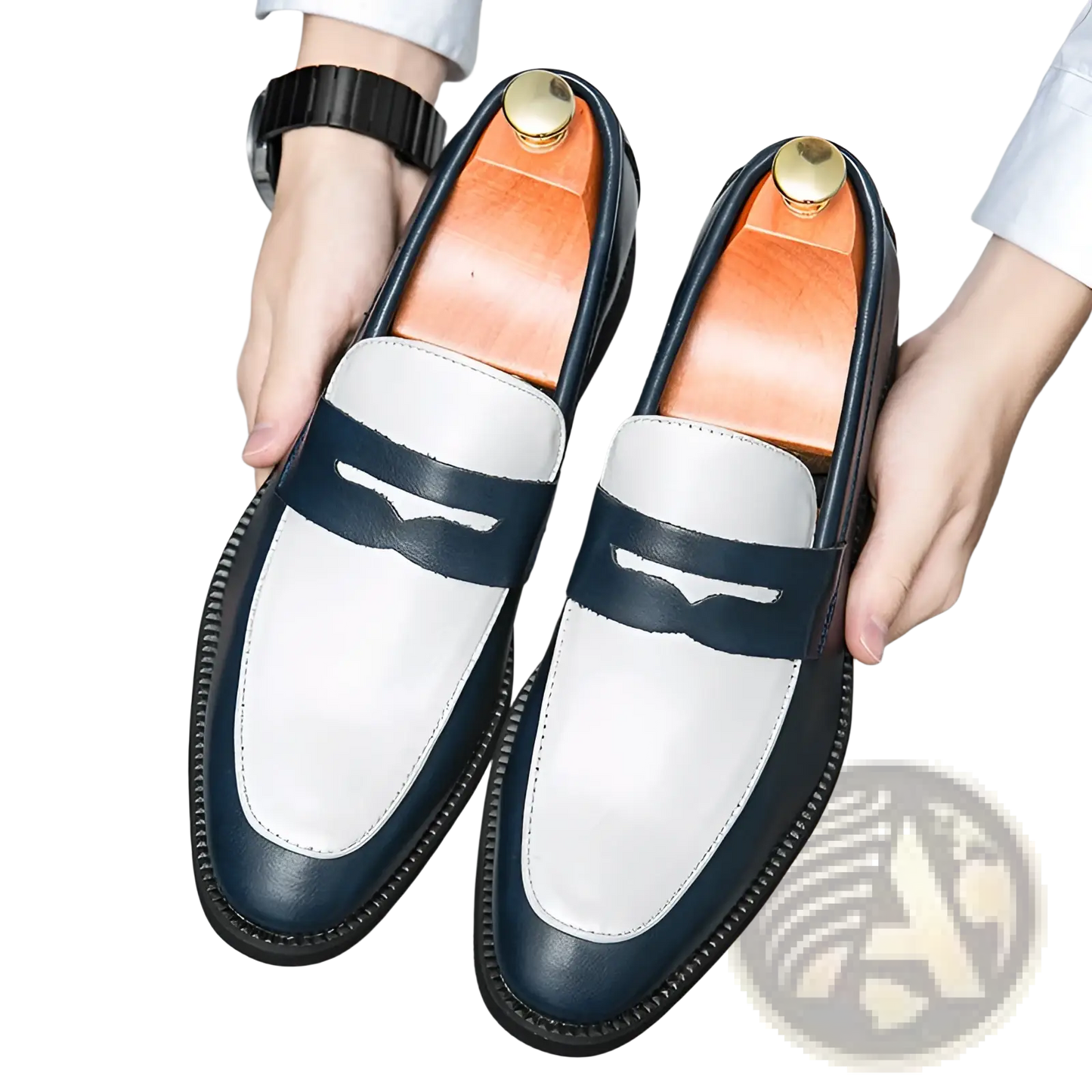 Two-tone Leather Loafers Casual Slip-on Shoes