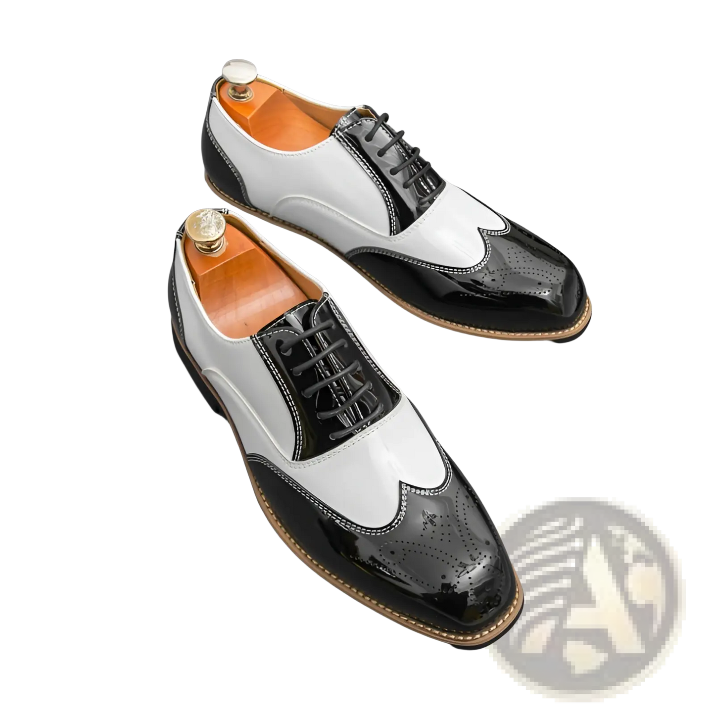 Two-tone Men's Patent Leather Brogue Oxford Shoes