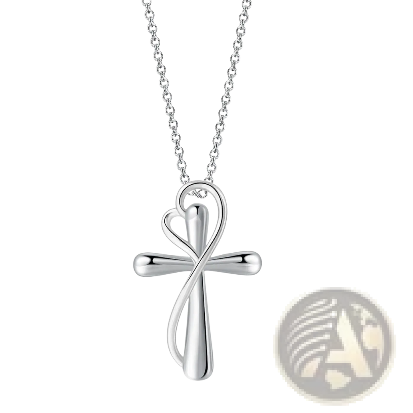 Two Tone Silver and Rose Gold Heart Infinity Cross Necklace